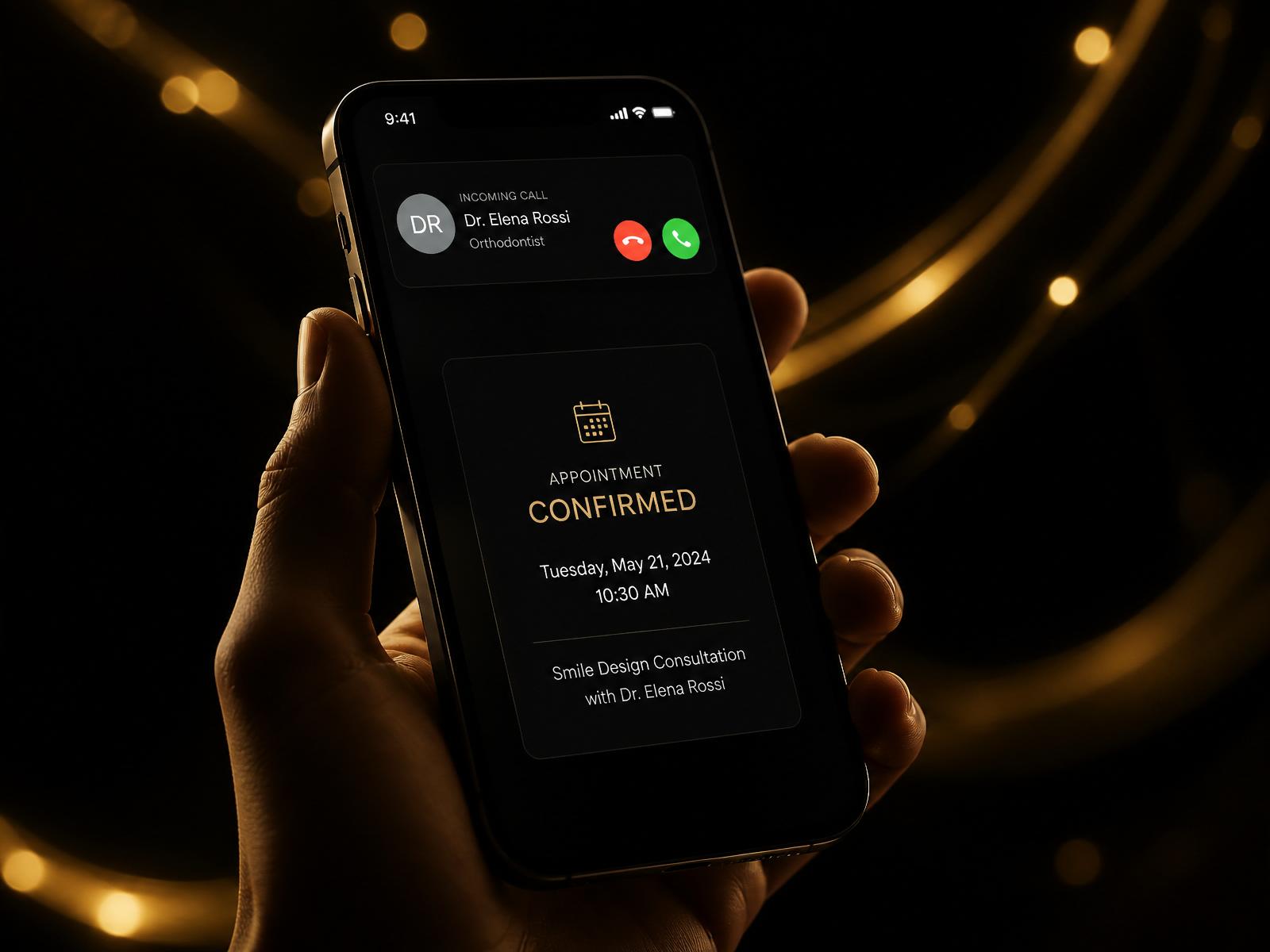 Smartphone showing an incoming customer lead notification at night